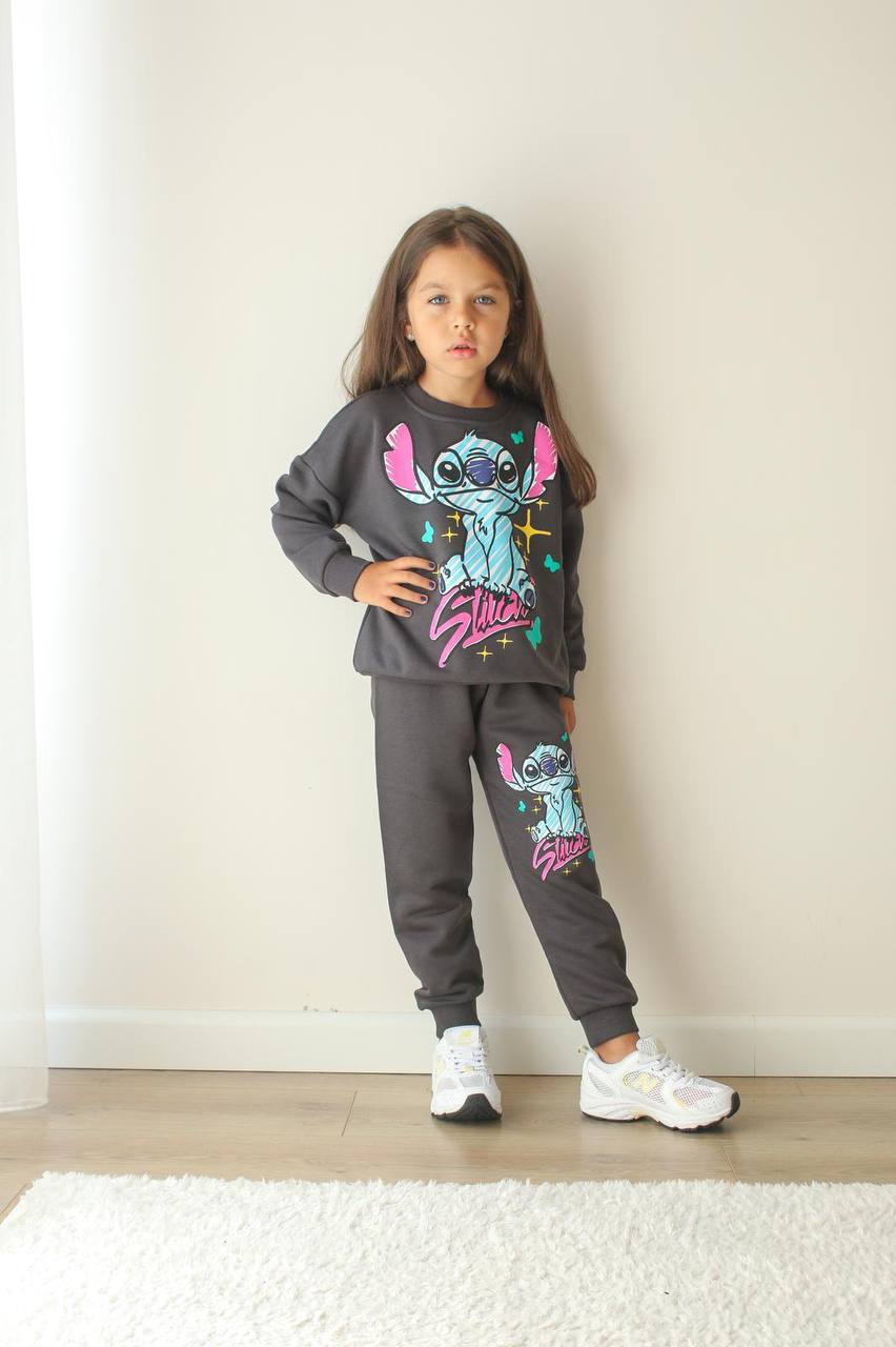 Kız Çocuk Stitch Desenli Eşofman Takımı