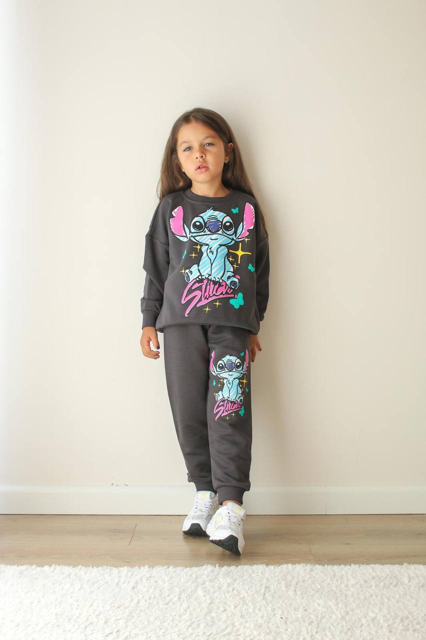 Kız Çocuk Stitch Desenli Eşofman Takımı