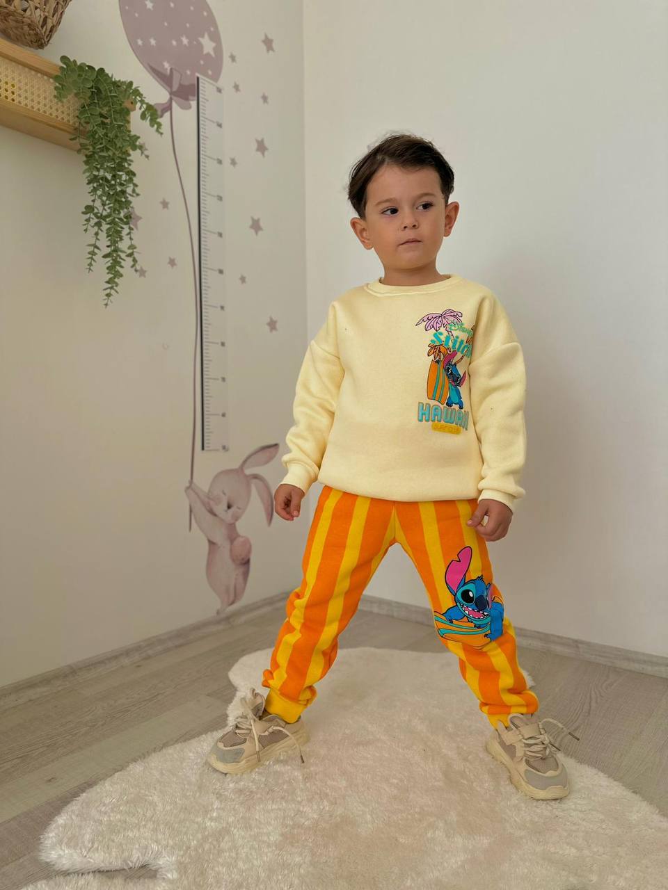 Erkek Çocuk Stitch Hawaii Desenli Eşofman Takımı